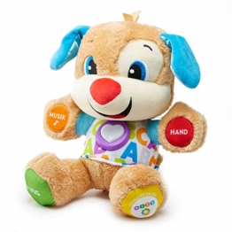 Fisher-Price FPM50 - Lernspaß Hündchen Baby Spielzeug und Plüschtier, Lernspielzeug mit Liedern und Sätzen, mitwachsende Spielstufen, Spielzeug ab 6 Monaten, deutschsprachig - 1